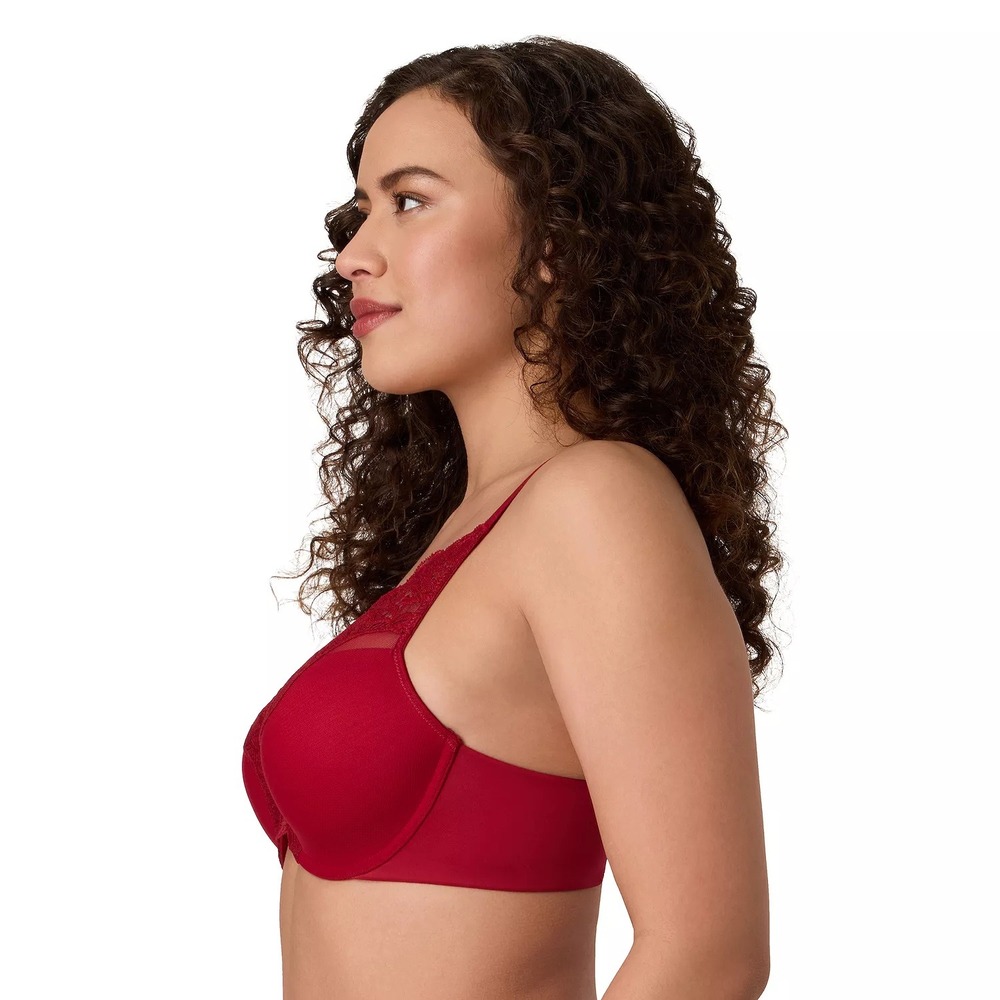 Bali One Smooth U Comfort Stretch Lace Underwire Bra Red 36C DF0084